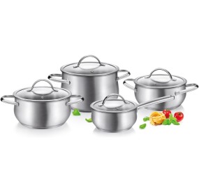 BATTERIA 4 PENTOLE LINEA HARMONY ACCIAIO INOX TESCOMA