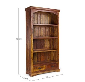 ACACIA WOOD BOOKCASE 4 SHELVES CHATEAUX 100x35CM H185CM BIZZOTTO