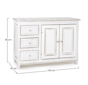 WHITE SIDEBOARD IN MANGO WOOD COLETTE 120x45 H85cm BIZZOTTO