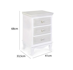 CHARLENE CHEST OF 3 DRAWERS WHITE WOOD BIZZOTTO 40x68