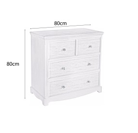 BLANC CHEST OF 4 DRAWERS WHITE WOOD BIZZOTTO 80x80