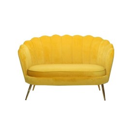 DIVANO CONCHIGLIA GIALLO VELLUTO CON GAMBE ORO METAL BRANDANI