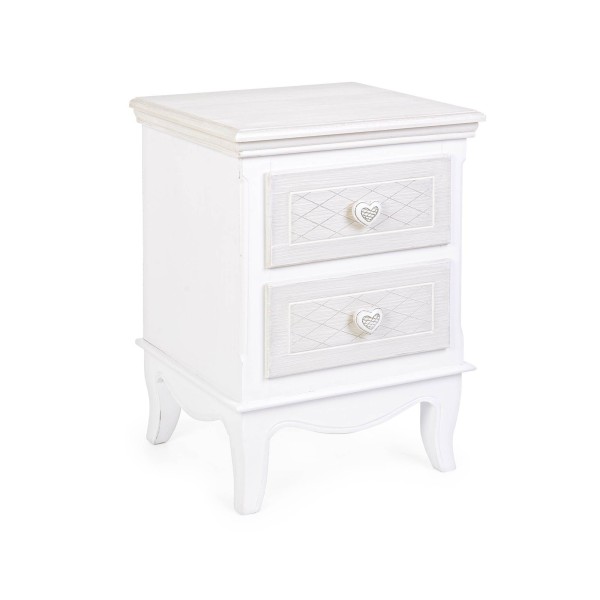 CHARLENE DRAWER CHEST OF 2 DRAWERS WHITE WOOD BIZZOTTO