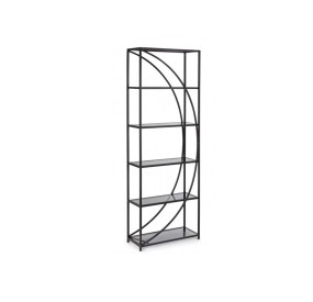 BOOKCASE SHELVING 5 SHELVES KORVET STAINLESS STEEL AND BIZZOTTO GLASS