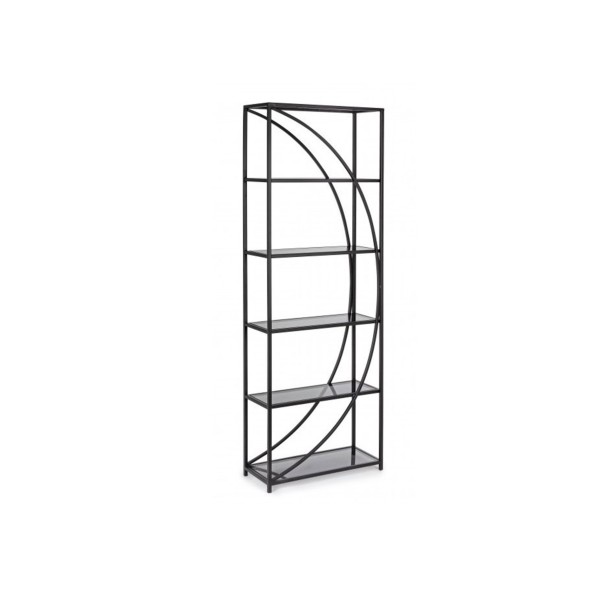 BOOKCASE SHELVING 5 SHELVES KORVET STAINLESS STEEL AND BIZZOTTO GLASS