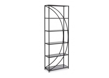 BOOKCASE SHELVING 5 SHELVES KORVET STAINLESS STEEL AND BIZZOTTO GLASS