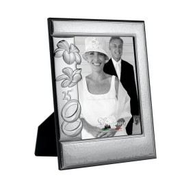 KAT08 SILVER METAL PHOTO FRAME 25TH ANNIVERSARY GIEMME 15x20cm