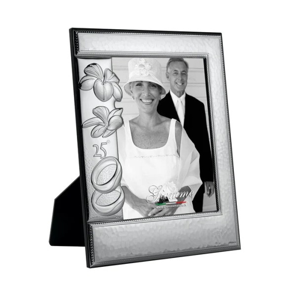 KAT08 SILVER METAL PHOTO FRAME 25TH ANNIVERSARY GIEMME 15x20cm