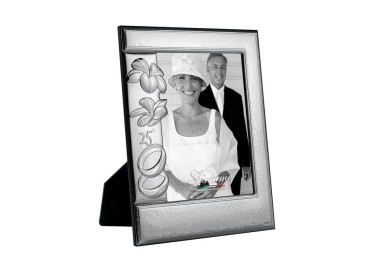 KAT08 SILVER METAL PHOTO FRAME 25TH ANNIVERSARY GIEMME 15x20cm