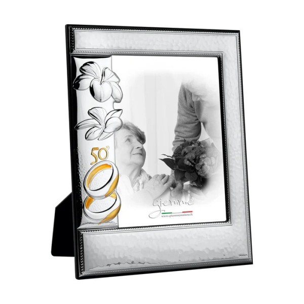 KAT09 SILVER METAL PHOTO FRAME 50TH ANNIVERSARY GIEMME 15x20cm