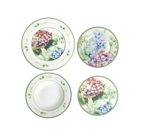 SET OF 18 PIECE TABLE PLATES FLORA PORCELAIN BRANDANI