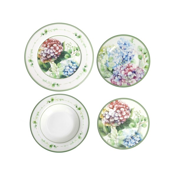 SET OF 18 PIECE TABLE PLATES FLORA PORCELAIN BRANDANI