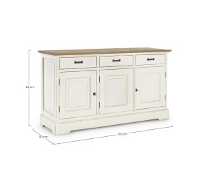 CREDENZA SIENA IN LEGNO BIANCO 3 ANTE 3 CASSETTI BIZZOTTO 150x50cm H85