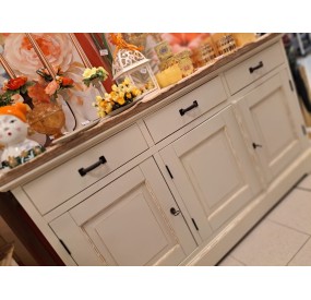 CREDENZA SIENA IN LEGNO BIANCO 3 ANTE 3 CASSETTI BIZZOTTO 150x50cm H85