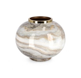 MARSHA BOMB VASE WHITE GRAY GOLD H25cm BIZZOTTO