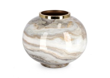 MARSHA BOMB VASE WHITE GRAY GOLD H25cm BIZZOTTO