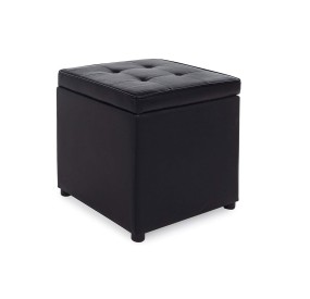 BIZZOTTO BLACK ECO-LEATHER CONTAINER POUF