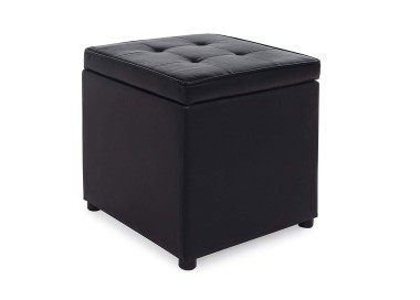 BIZZOTTO BLACK ECO-LEATHER CONTAINER POUF