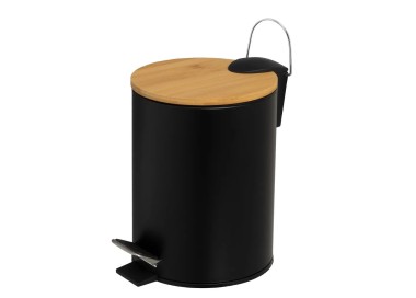 3LT BLACK METAL BASKET WITH BAMBOO COVER