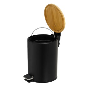 3LT BLACK METAL BASKET WITH BAMBOO COVER