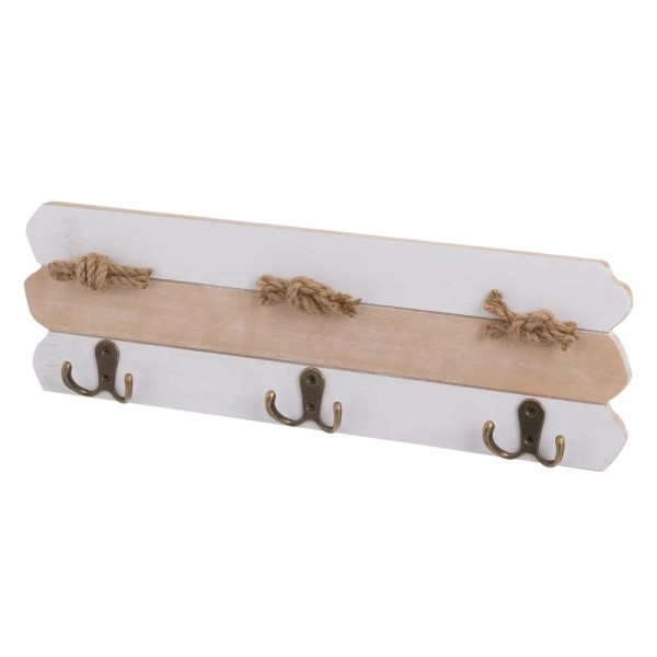 WALL COAT RACK 3 HOOKS NATURAL MDF WOOD