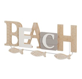 BEACH WALL COAT RACK 3 HOOKS MDF WOOD