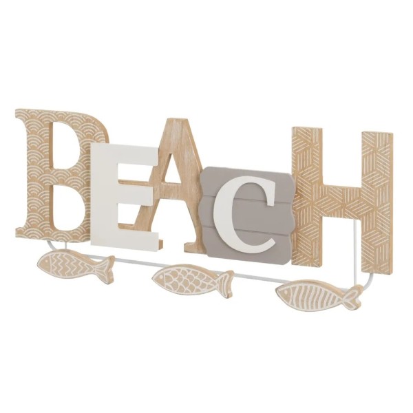 BEACH WALL COAT RACK 3 HOOKS MDF WOOD