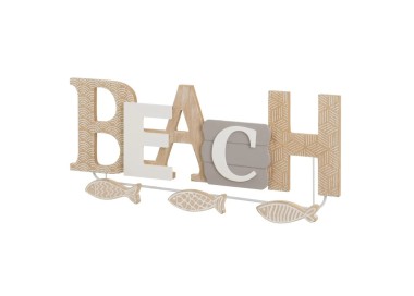 BEACH WALL COAT RACK 3 HOOKS MDF WOOD