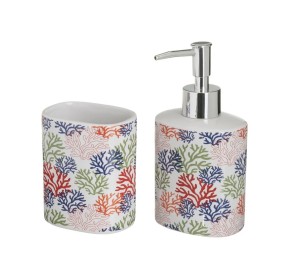 SET 2PCS CORAL CERAMIC BATHROOM DISPENSER 200ml