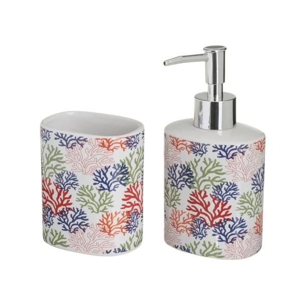 SET 2PCS CORAL CERAMIC BATHROOM DISPENSER 200ml