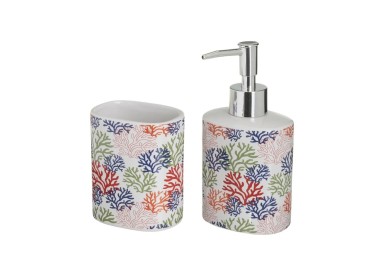 SET 2PCS CORAL CERAMIC BATHROOM DISPENSER 200ml