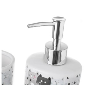 SET 2PCS CATS BATHROOM DISPENSER IN CERAMIC