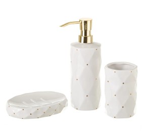 3PC WHITE CERAMIC BATHROOM DISPENSER SET