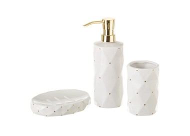 3PC WHITE CERAMIC BATHROOM DISPENSER SET