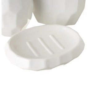 4PC WHITE CERAMIC BATHROOM DISPENSER SET