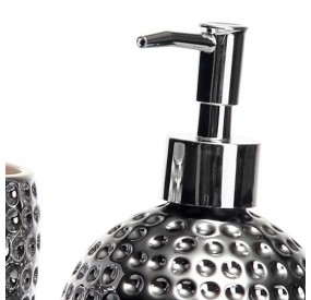 SET 2PCS BATHROOM DISPENSER IN SILVER CERAMIC