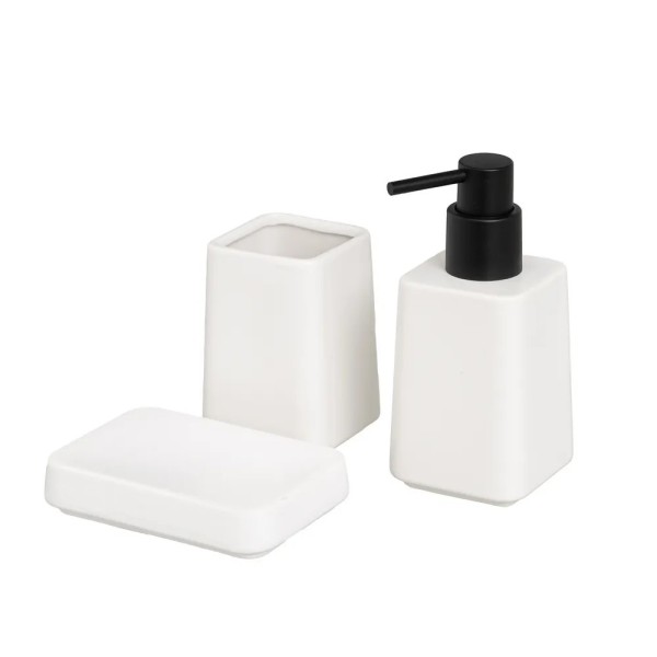 SET 3PCS WHITE CERAMIC BATHROOM DISPENSER