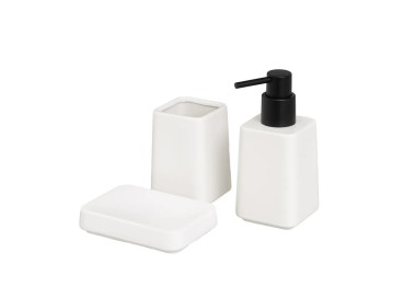 SET 3PCS WHITE CERAMIC BATHROOM DISPENSER