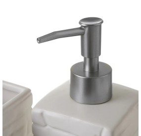 SET 3PZ DISPENSER BAGNO IN CERAMICA BIANCA EFFETTO PIETRA