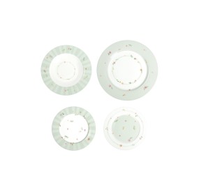 SET OF TABLE PLATES 18 PCS GREEN POLLEN NEW BONE CHINA BRANDANI