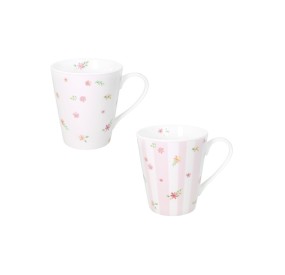 SET 2PCS PINK POLLEN MUG NEW BONE CHINA BRANDANI