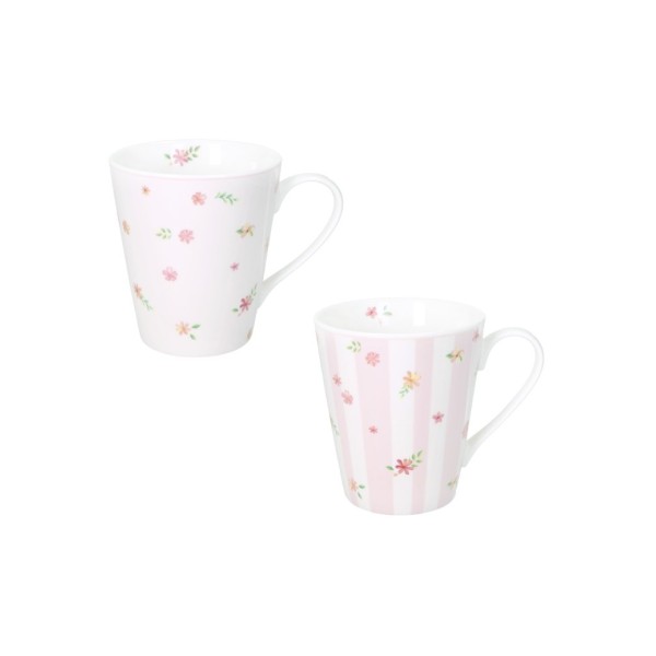 SET 2PCS PINK POLLEN MUG NEW BONE CHINA BRANDANI