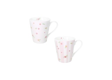 SET 2PCS PINK POLLEN MUG NEW BONE CHINA BRANDANI