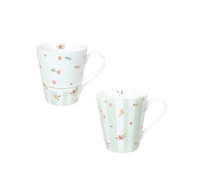 SET 2PCS GREEN POLLEN MUG NEW BONE CHINA BRANDANI