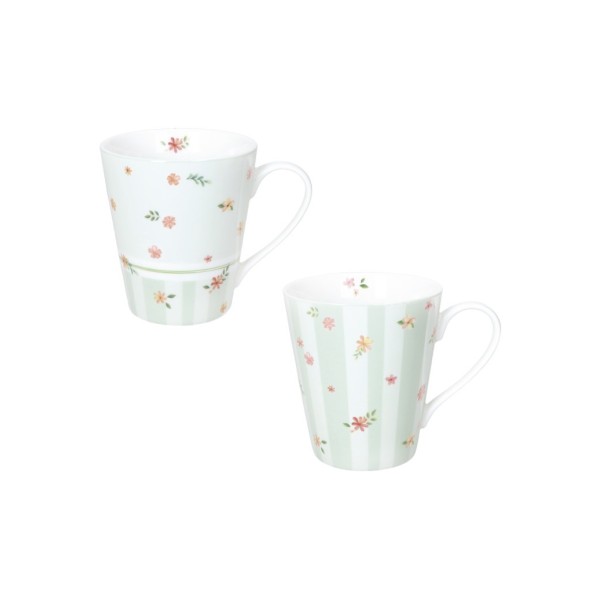 SET 2PCS GREEN POLLEN MUG NEW BONE CHINA BRANDANI