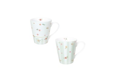 SET 2PCS GREEN POLLEN MUG NEW BONE CHINA BRANDANI