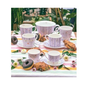 TAZZA COLAZIONE POLLINE VIOLA PORCELLANA BRANDANI