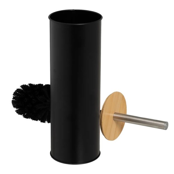 BLACK BAMBOO METAL TOILET BRUSH HOLDER 38cm