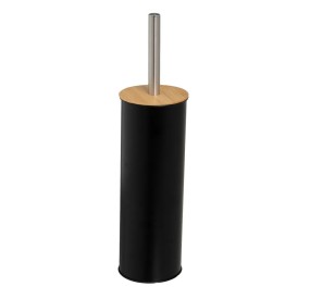 BLACK BAMBOO METAL TOILET BRUSH HOLDER 38cm