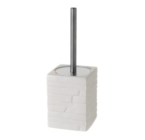 WHITE CERAMIC STONE EFFECT TOILET BRUSH HOLDER 30cm